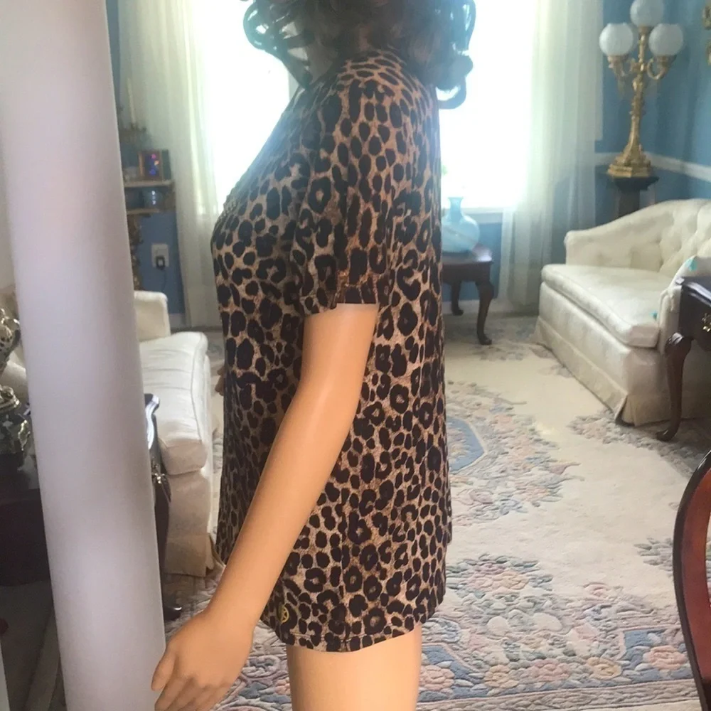 Brand New Michael Kors Leopard Studded Logo Top